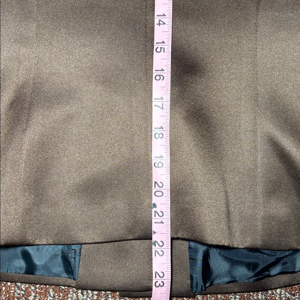 Chocolate Brown Satin Blazer fitted women’s blazer shiny button front structured - Picture 12 of 15